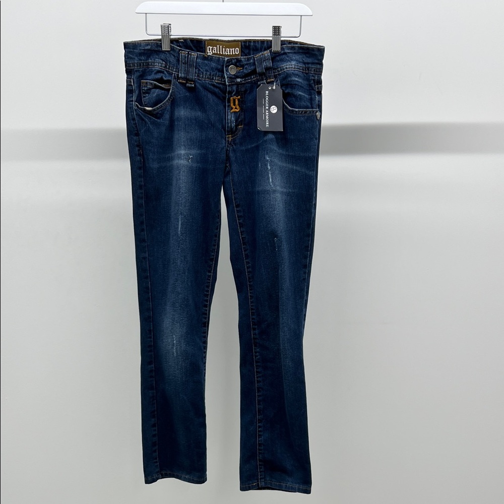 Galliano Women's Dark Blue Straight Leg Jeans
